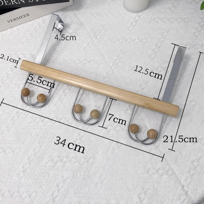 TEMU Over The Door Hook, Over Door Hanger With 5 Wooden Hooks Heavy Duty Door Coat Hanger, Over Door Hooks, Utility Hooks