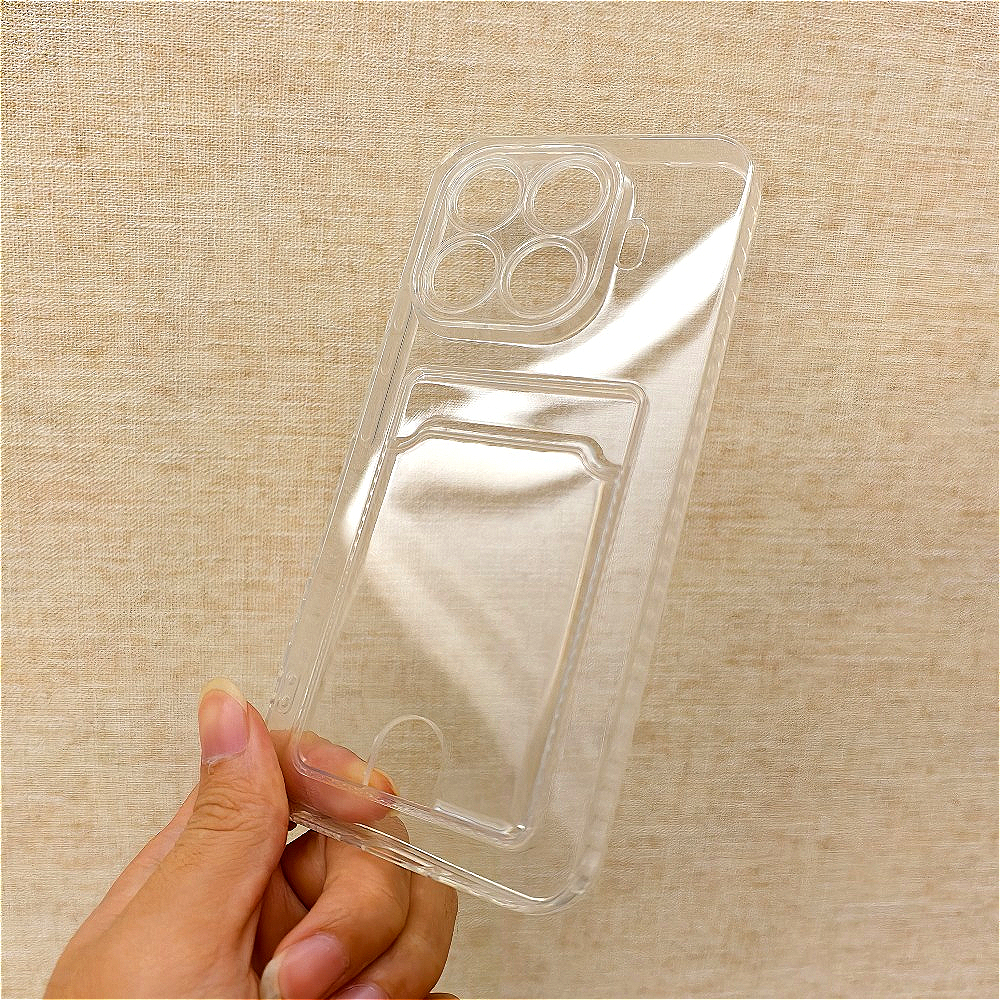 TEMU Soft Tpu Clear Phone Case For Xiaomi 15t 15tpro 14t 14tpro- Integrated Card Holder, Full Transparent Protection