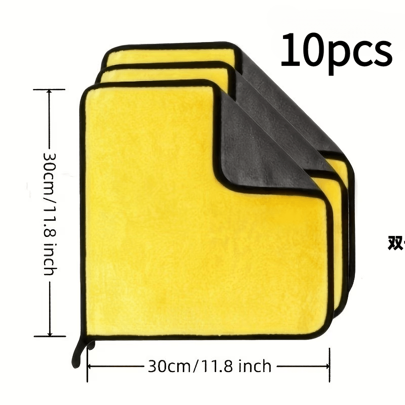 TEMU 10 Thickened Car Wash Cloths, Towels For Car Washing, Absorbent, Suitable For Use As Cleaning Cloths , Bedroom, And Living Room. For Car And