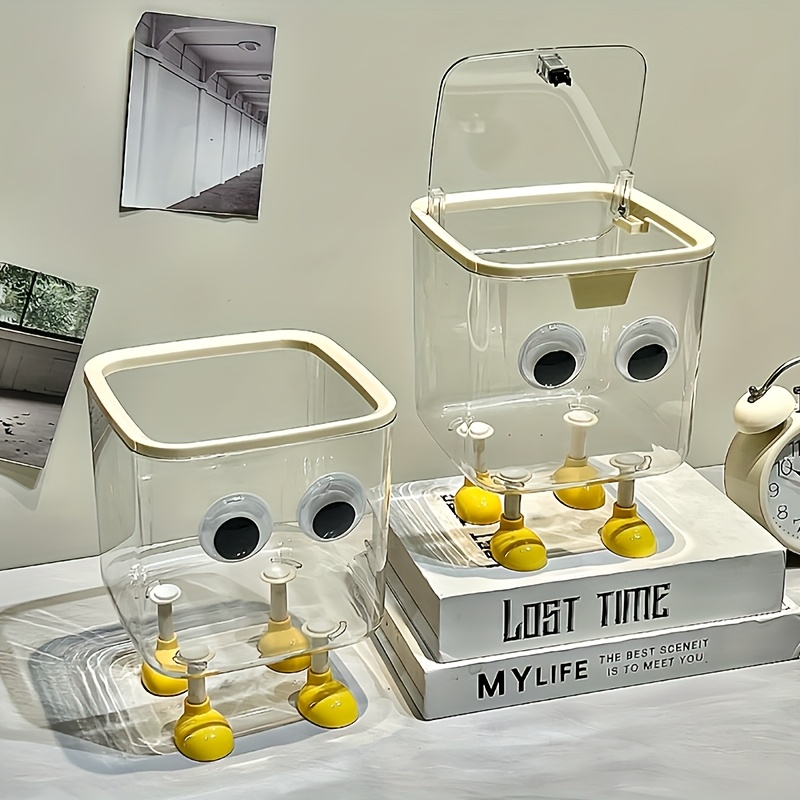 for home and office transparent trash can with   and eyes two height options practical for storage and   2