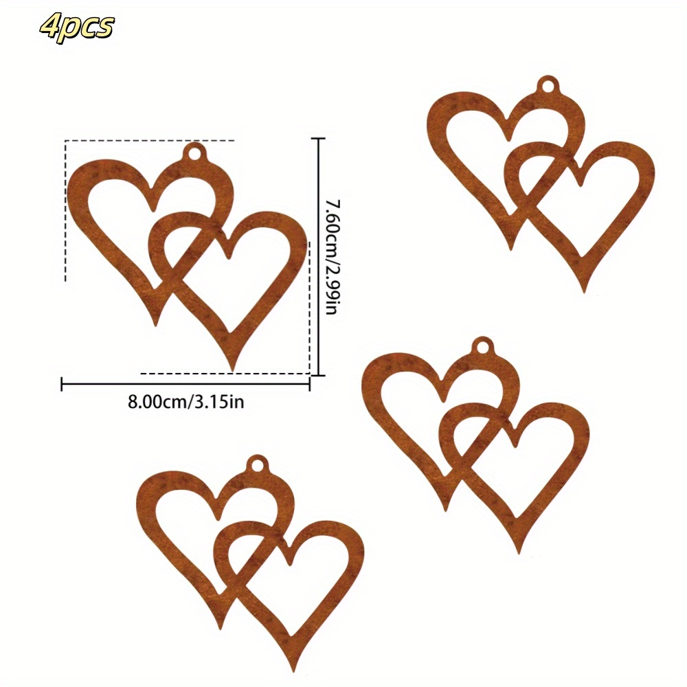 4pcs Metal Ornaments, Hanging Decorations, Wedding Decor, Car Charms, Suitable For Family And Valentine's Day Gifts