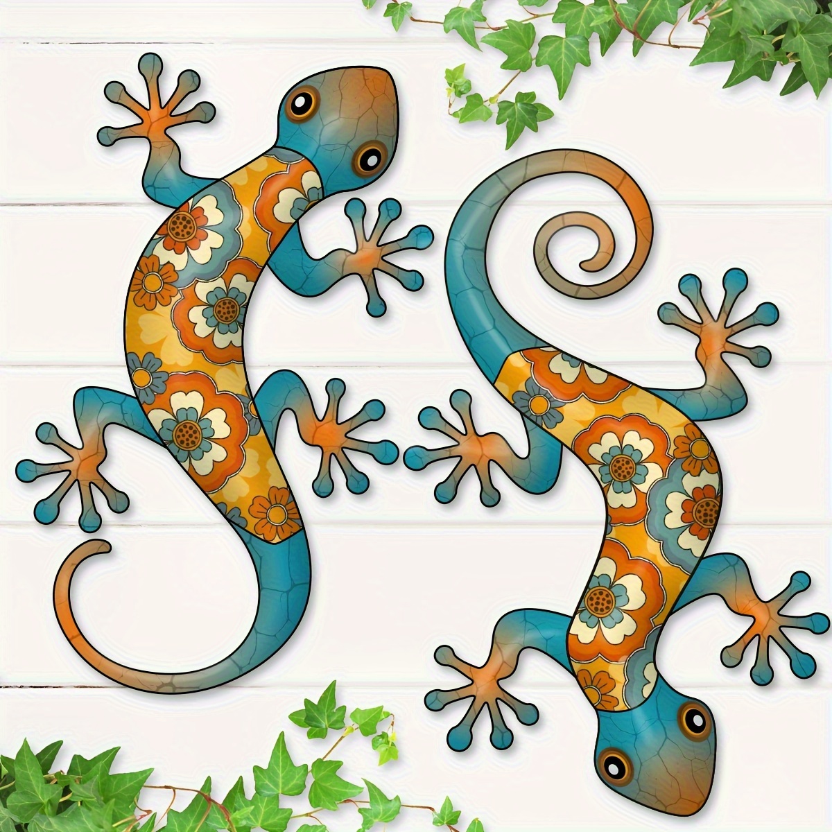 TEMU 2pcs Grandes décorations murales géko en acrylique, art suspendu en acrylique de lézard de 11,81 pouces pour l'extérieur et , convient pour le