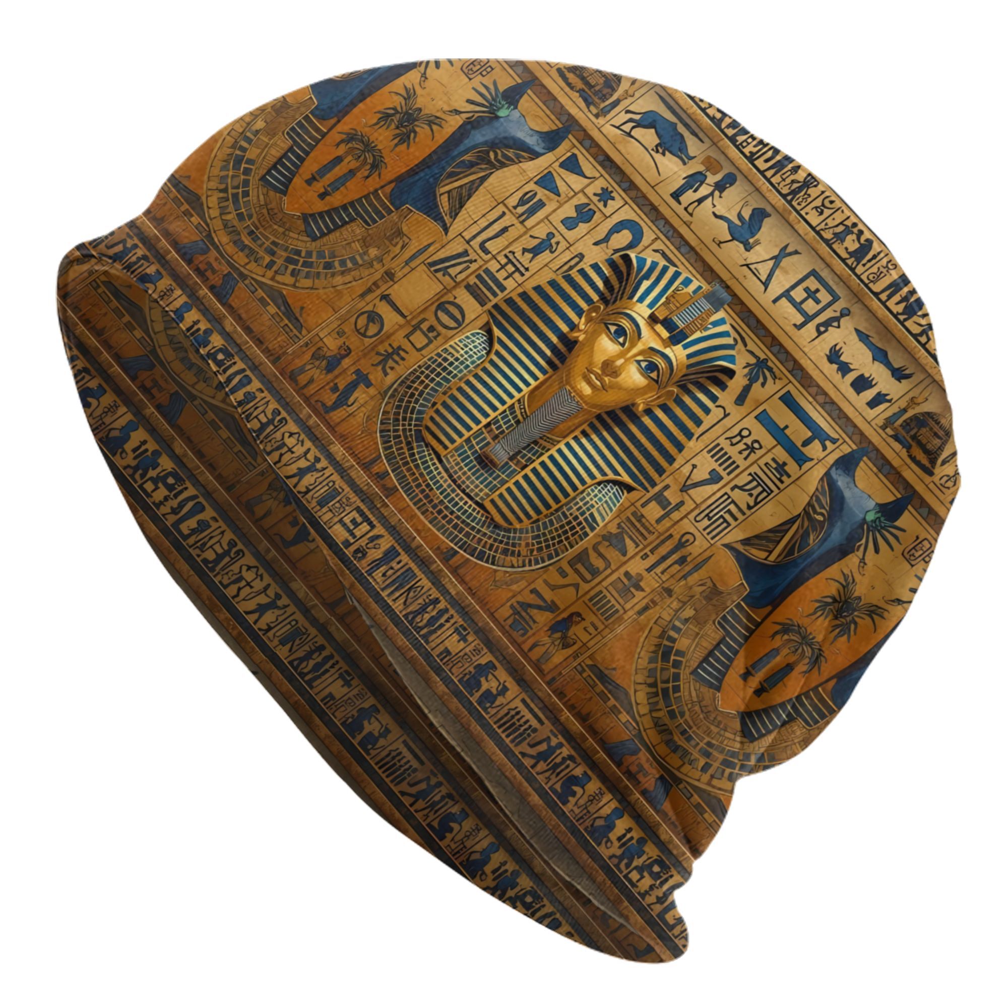   ägyptischer       hüte für männer - antikes ägypten themen bonnet beanie mit hieroglyphen  -mustern, kostümzubehör für themenpartys & geschichtsveranstaltungen (schädel)