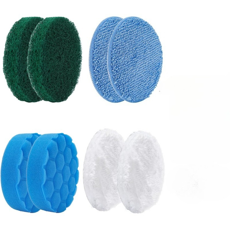 Image of Set Of 8 Replacement Brush Heads For Electric Spin Scrubber, Brushes For Cleaning Kitchen, Car, Glass, Leather, And Bathroom