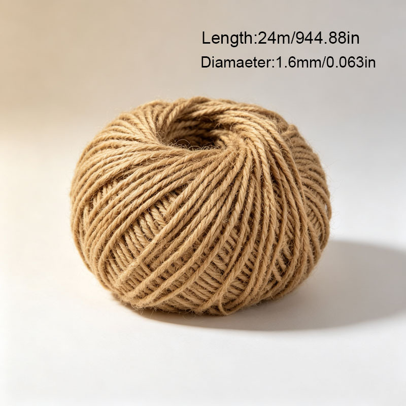 TEMU Corde de jute naturelle épaisse de 24M/944.88In - Cordon d'emballage artisanal pour la fixation des plantes, le tissage, le jardinage et les