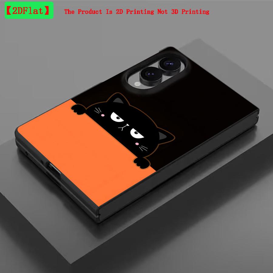 TEMU Phone Case: 2d Flat Cute Cartoon Chubby Cat Phone Cover Case Suitable For For Galaxy Z Fold 8 Fold8, 2d Flat