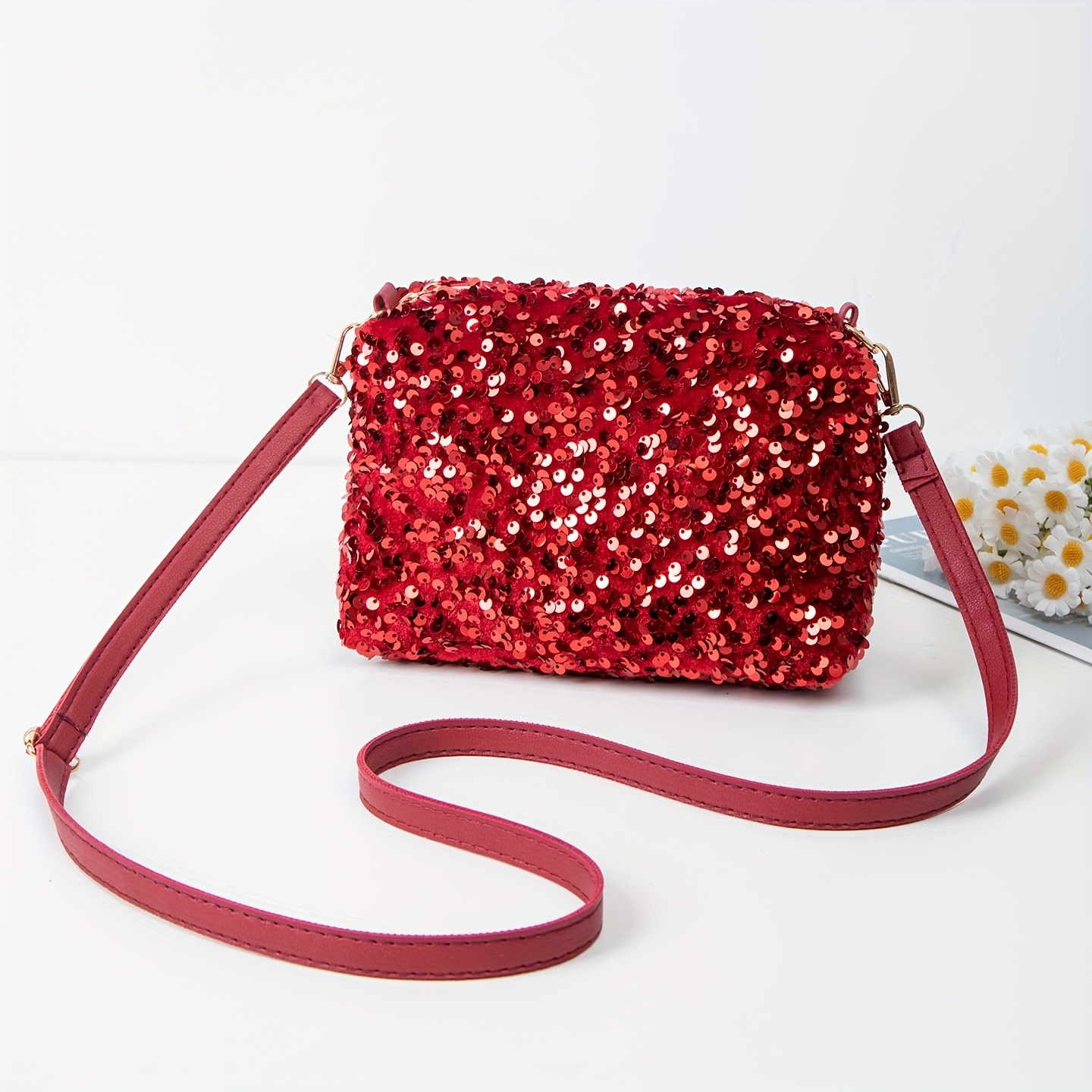 Image of Colorful Sequin Crossbody Bag For Women, Perfect For Shopping, Travel, Daily Use, And Holiday Gifts
