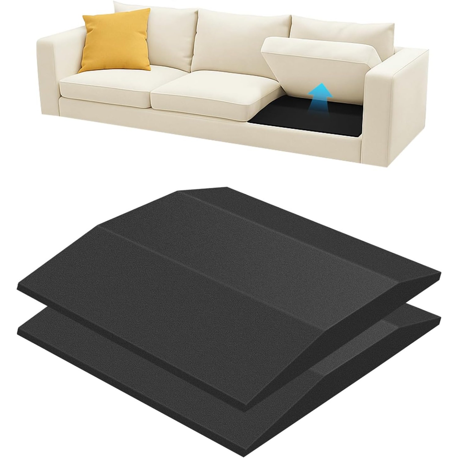 Image of 2 Pack Sofa Cushion Support For Sagging Seat, 55 X 55cm Couch Cushions Support, High Density Sofa Foam Cushion Replacement For Under Seat Cushions, Trapezoidal Couch Repair Foam