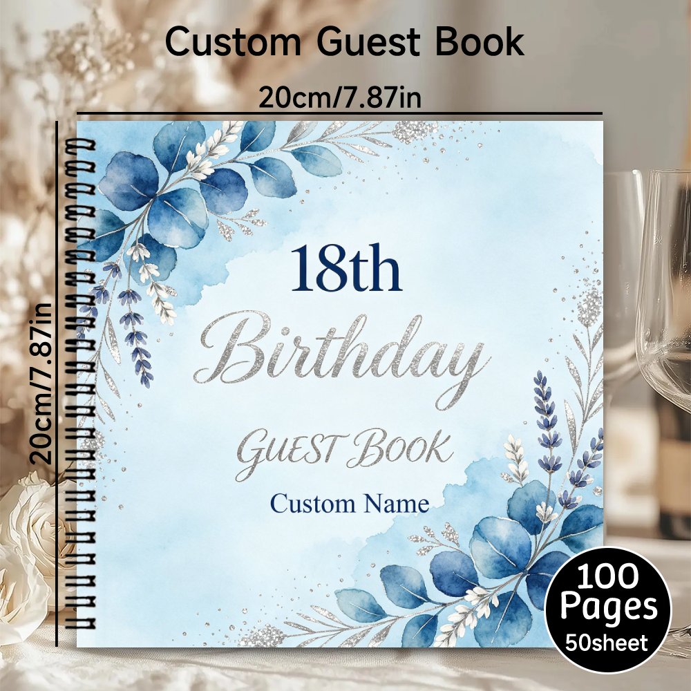 TEMU 1pc Custom Spiral Guestbook, 18th Birthday Blank Page Guest Book Personalized Guest Book Meaningful Gift & Souvenir Album For Family & With