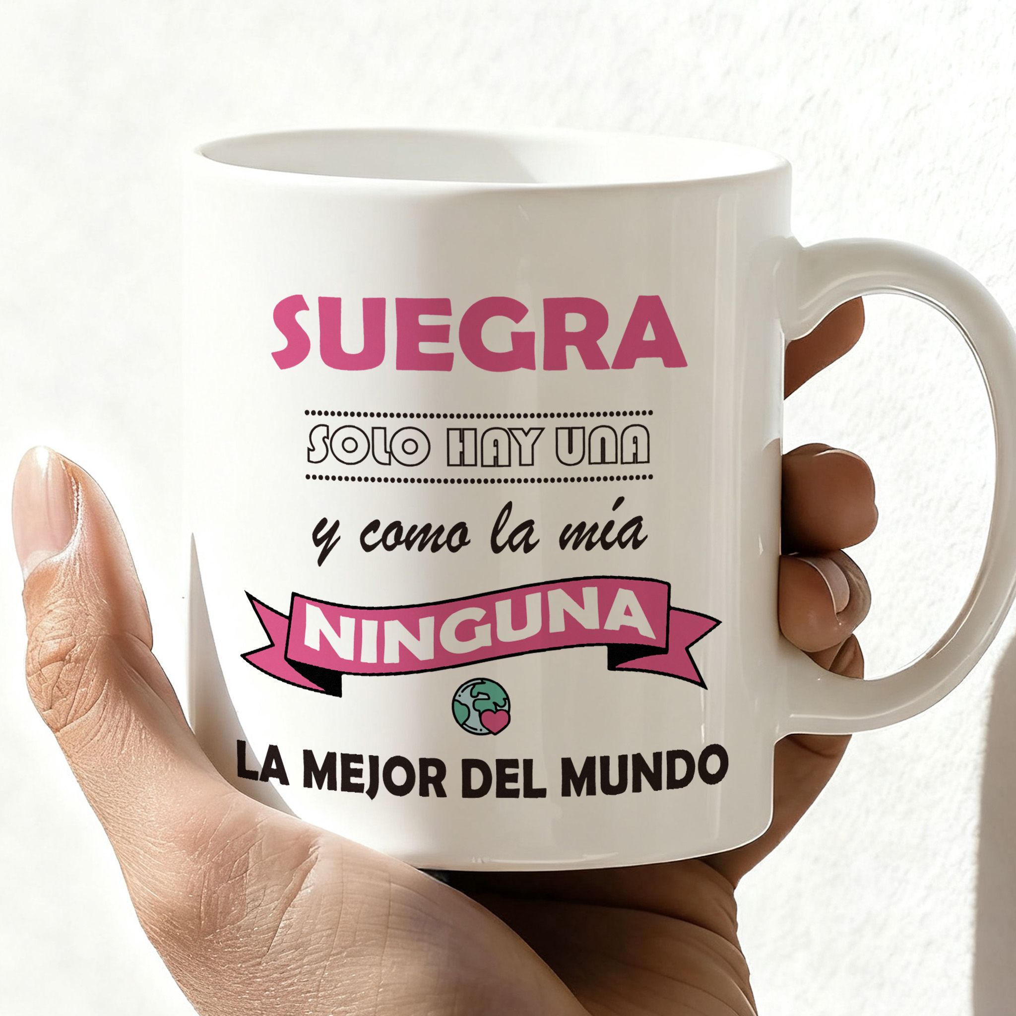 TEMU Taza de cerámica blanca de 11 oz con estampado y en español "Suegra, la mejor suegra del mundo", 1 pieza | Taza para café y té | Regalo para