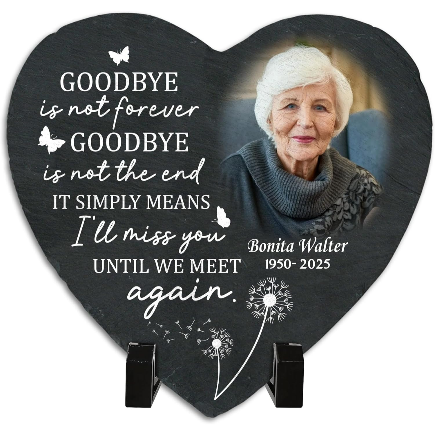 TEMU 1pc Personalized Custom Heart-shaped Memorial Stone With Stand, Custom Photo Text Heart Memorial Gift, Personalized Photo Memorial Stone, With