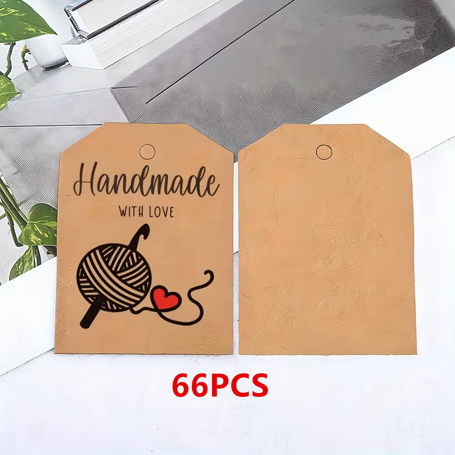 TEMU 66/132pcs Étiquettes en Papier , Étiquettes d'Artisanat Marron Vintage avec Motif Cœur et Crochet - Étiquettes Marron Durables, Adaptées pour