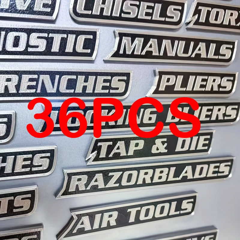 Temu – TEMU 36 Thick Reusable Magnetic Toolbox Drawer Labels With Icons And Numbers, Suitable For Toolboxes, Workshop And Finishing Scenes, Clear And