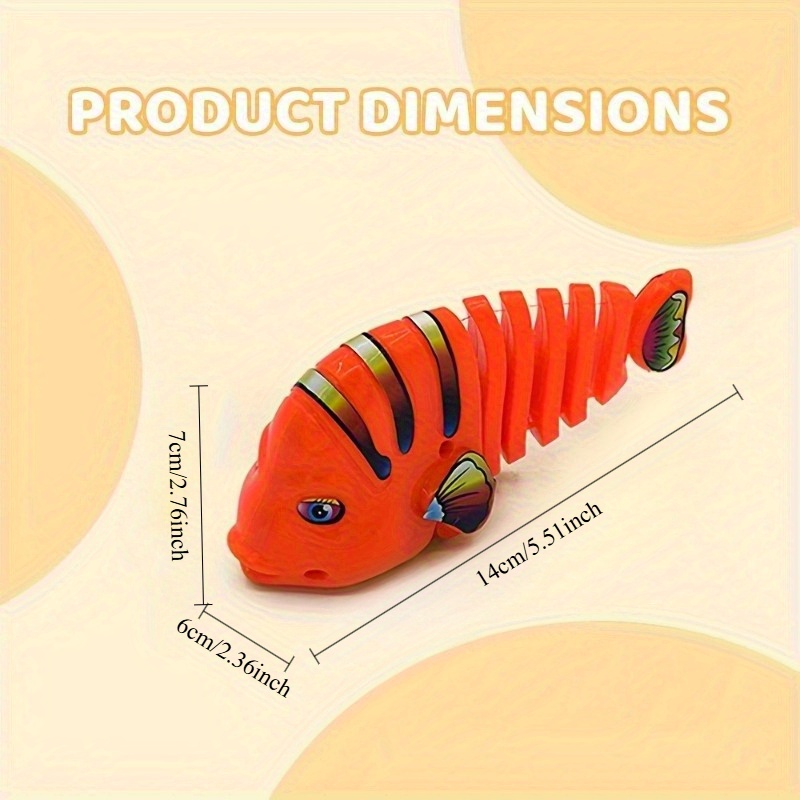 3pcs Wind Up Swinging Cartoon Fish Toy - 360 Rotating Spring Swing Fish