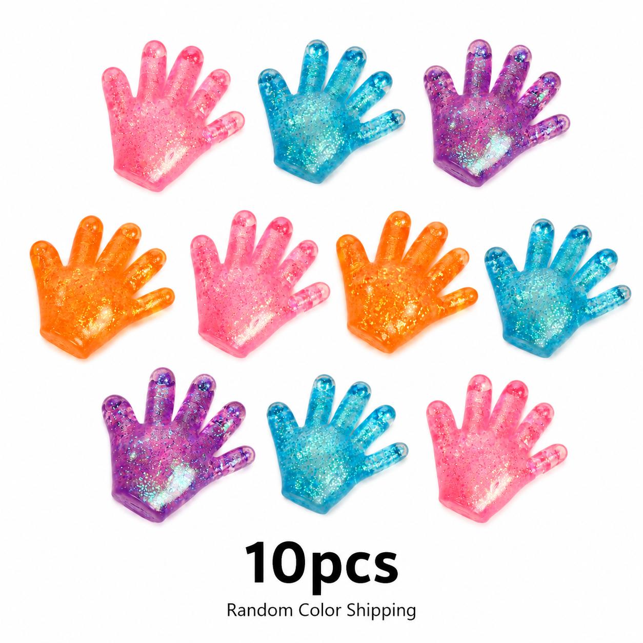 TEMU 10pcs Set Of Palm-shaped Party Favors, Suitable As Novelty Gifts For Adults, Transparent Glitter Gel Texture Gelatin Capsules, Used For