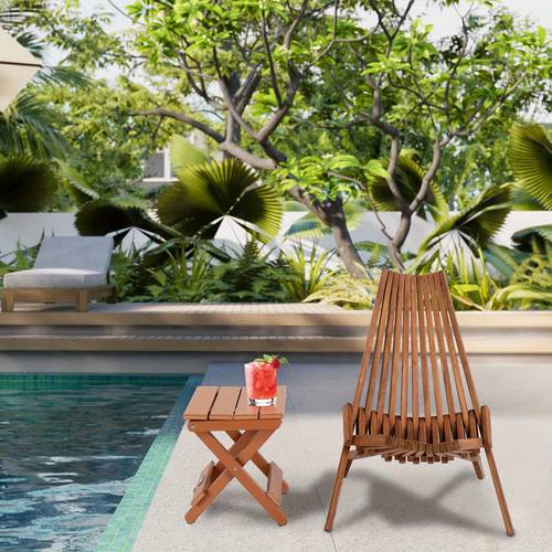 wood color splicing folding wooden single chair