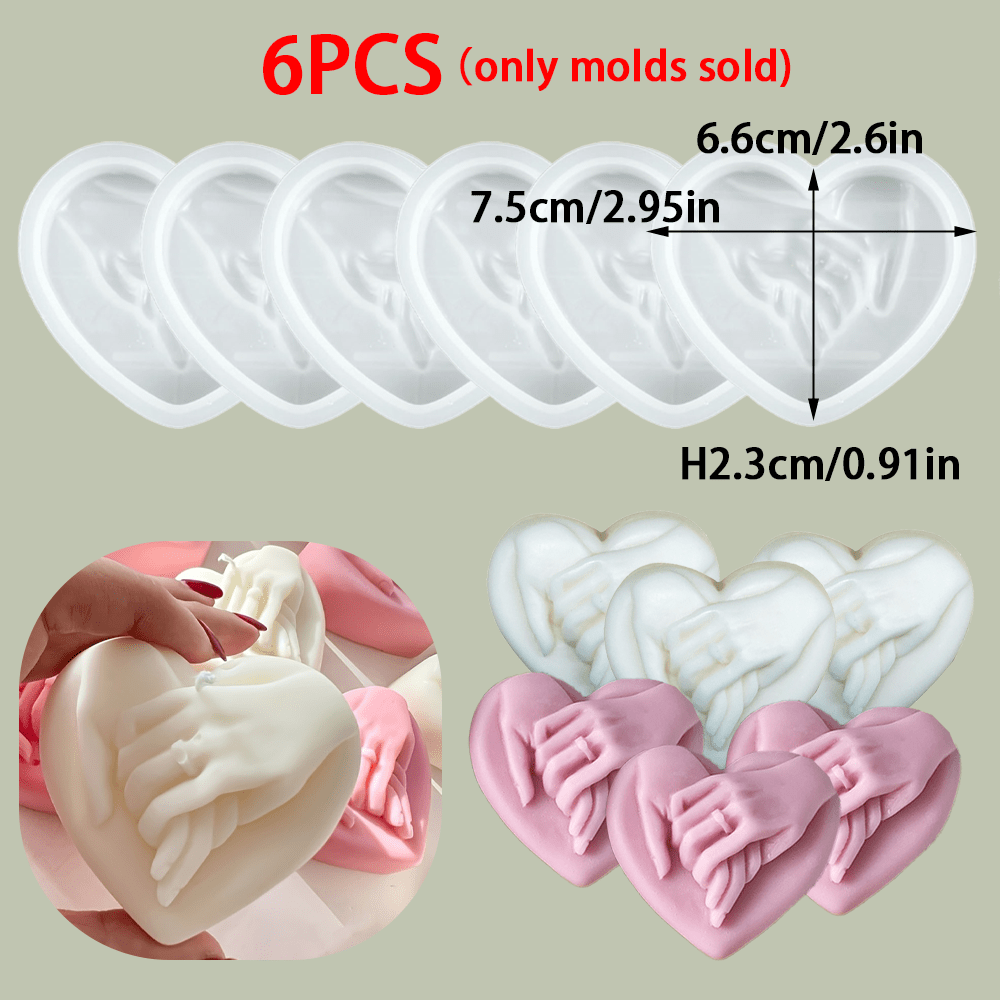 TEMU 6 piezas Molde de silicona para velas con forma de de pareja sosteniendo , suministros para hacer velas de , yeso, resina epoxi, adorno para