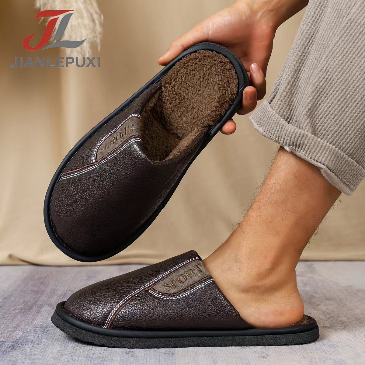 New Fashionable Waterproof Plush Slippers, Comfortable Indoor House Slippers, -sole Non-slip, Warm Autumn/ Slippers