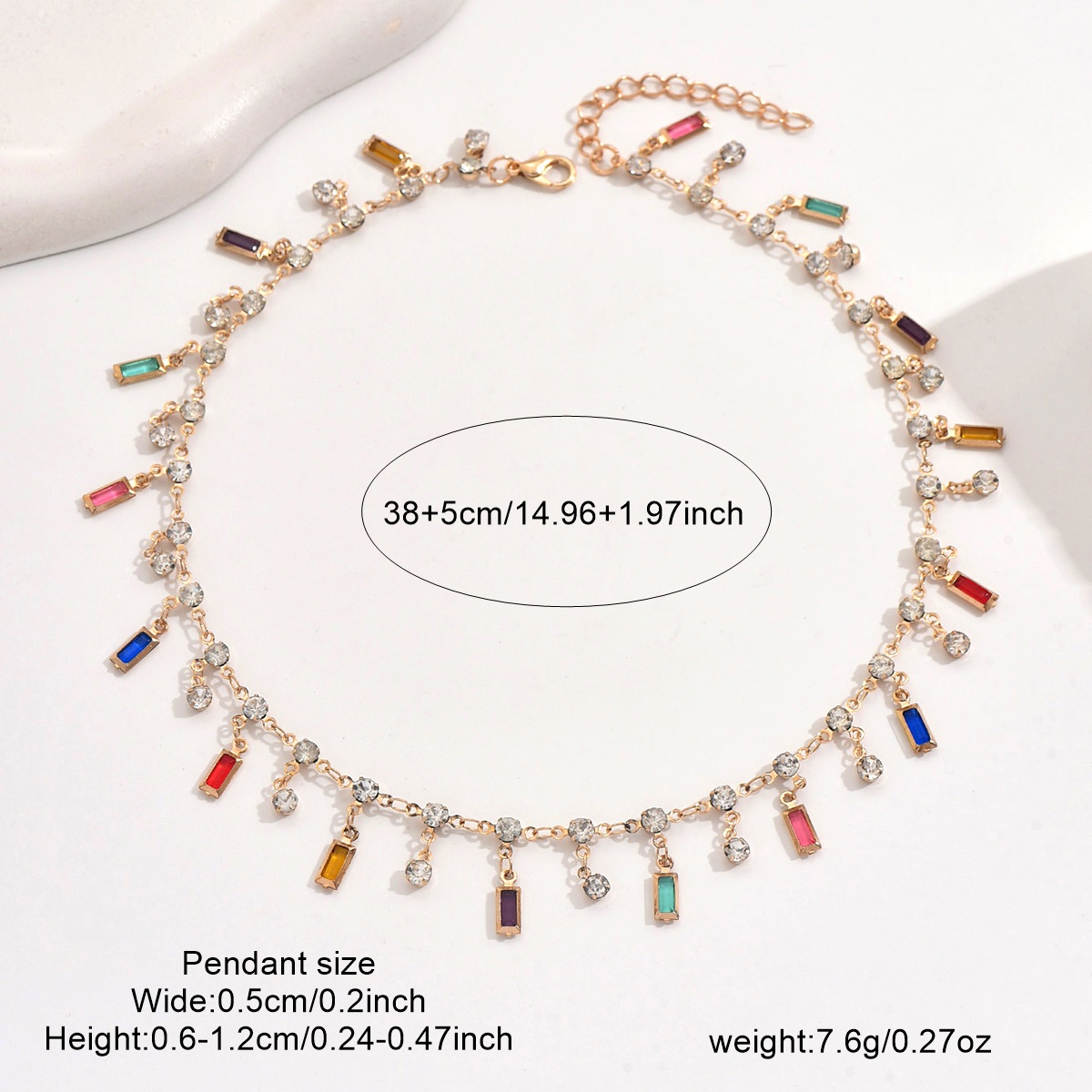 Women's Bohemian Candy-Colored Tassel Chain Necklace, Adjustable Gift