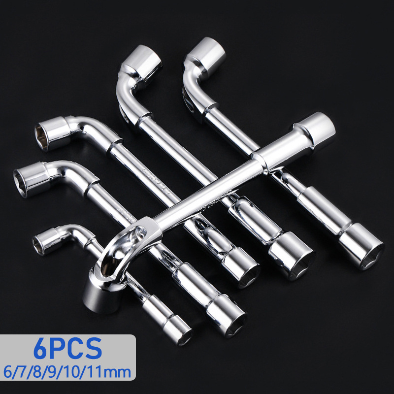 Set Of 6 Hardware Tools Including A Mirror Perforated Wrench, L-shaped Elbow Socket Wrench, And A Double-headed Elbow Perforated Hexagon Socket Pipe Wrench