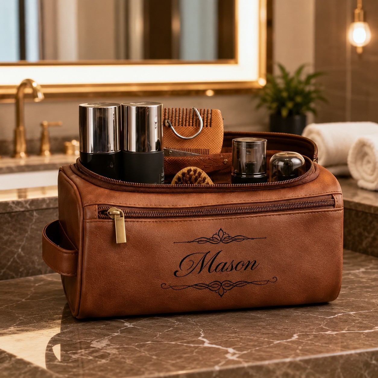 TEMU Personalized Large Toiletry Bag Suitable For Travel & Daily Use - Custom Name/text/, Lightweight Zippered Organizer With Top Handle & Wrist
