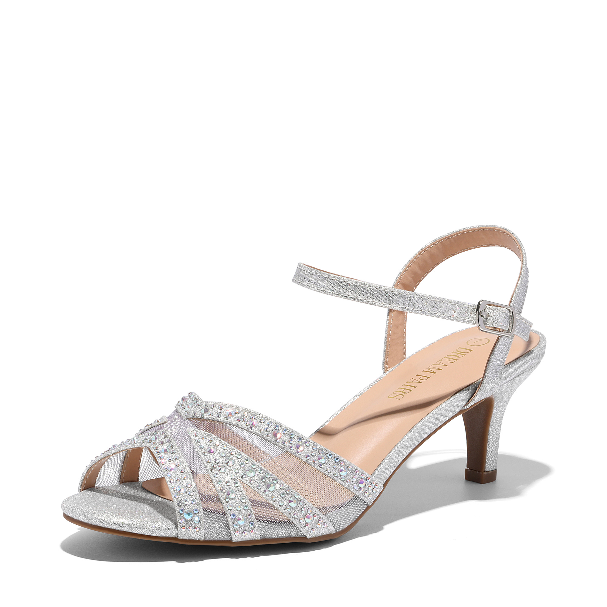 Image of Dream Pairs Women's Nina Low Heel Glitter Sandals, Sparkly Dance Shoes For Latin And Party Wear, Women Shoes