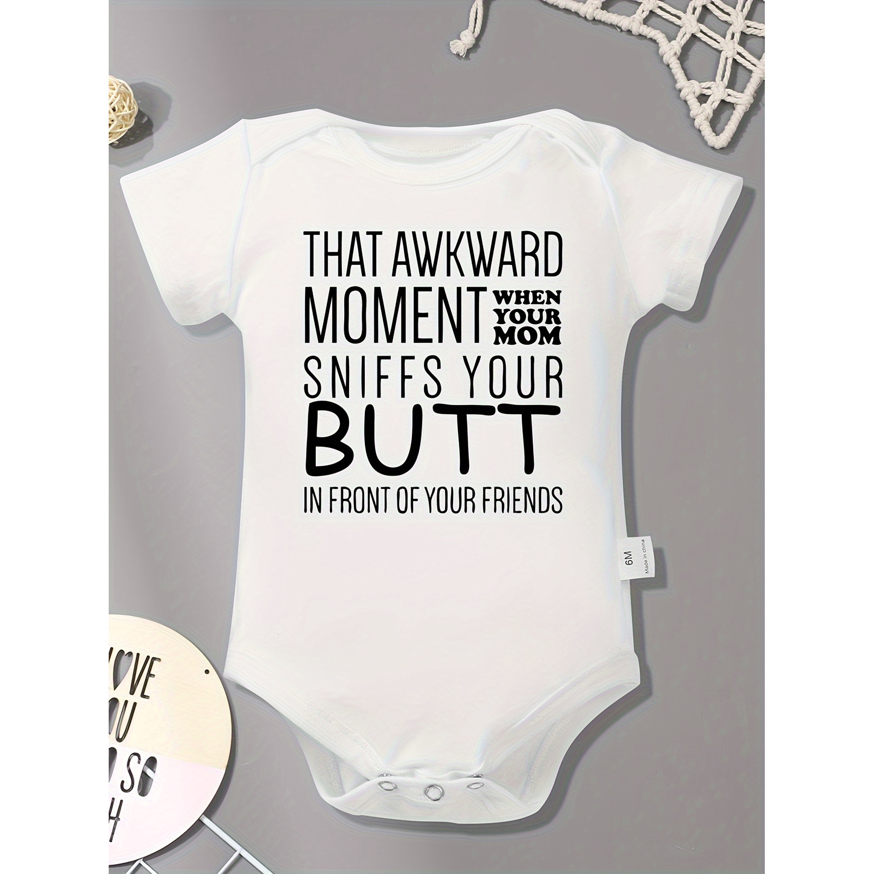 

'that ' Baby Onesie - 100% Cotton, Machine Washable, Short-sleeve Bodysuit With Fun Letter Print, Ideal For All , Newborn Outfit| Text Design|100% Cotton Onesie, Outdoor