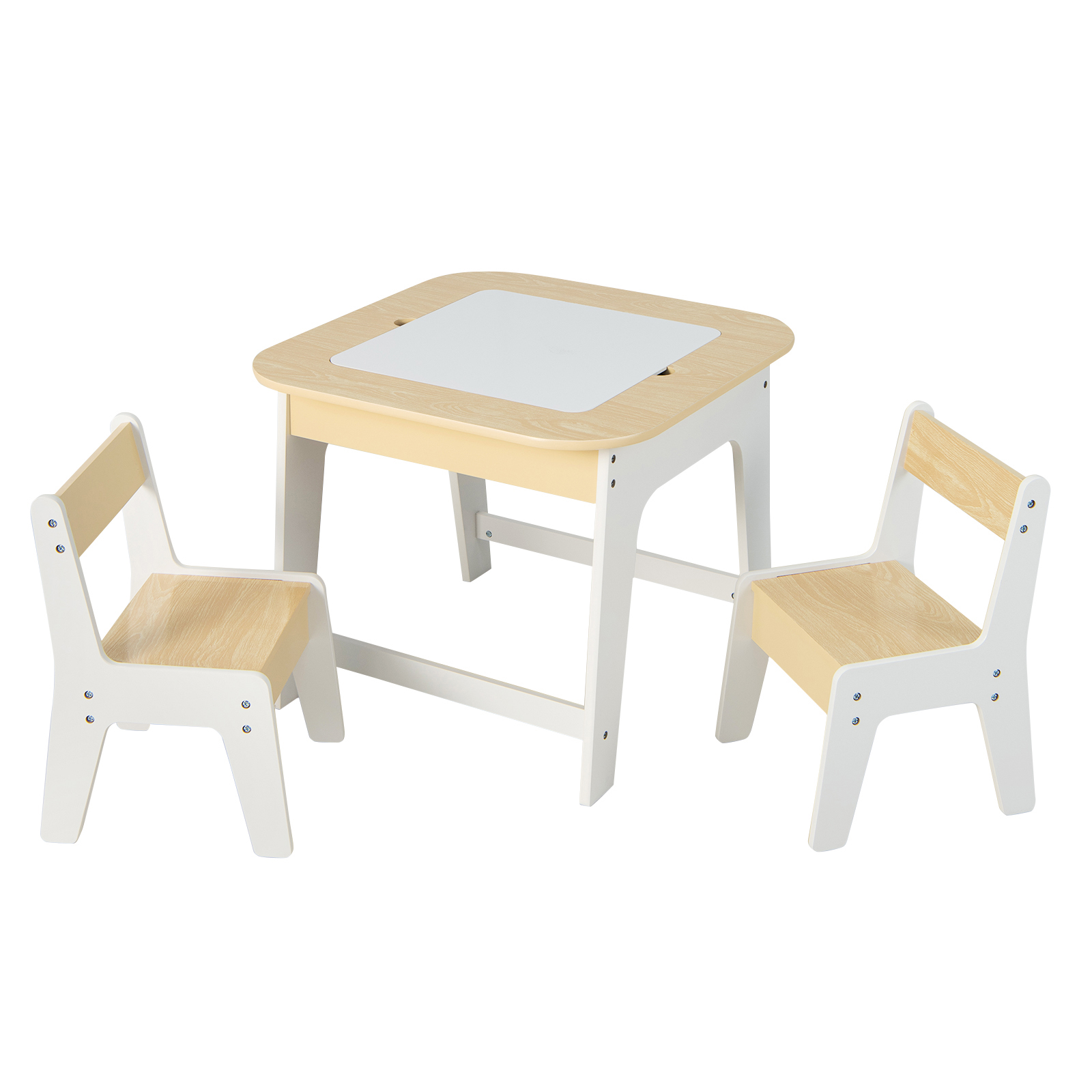 Set Of 3 Table And Chair, Featuring A Activity Desk With A Flip-up Whiteboard/chalkboard Top And Concealed Storage