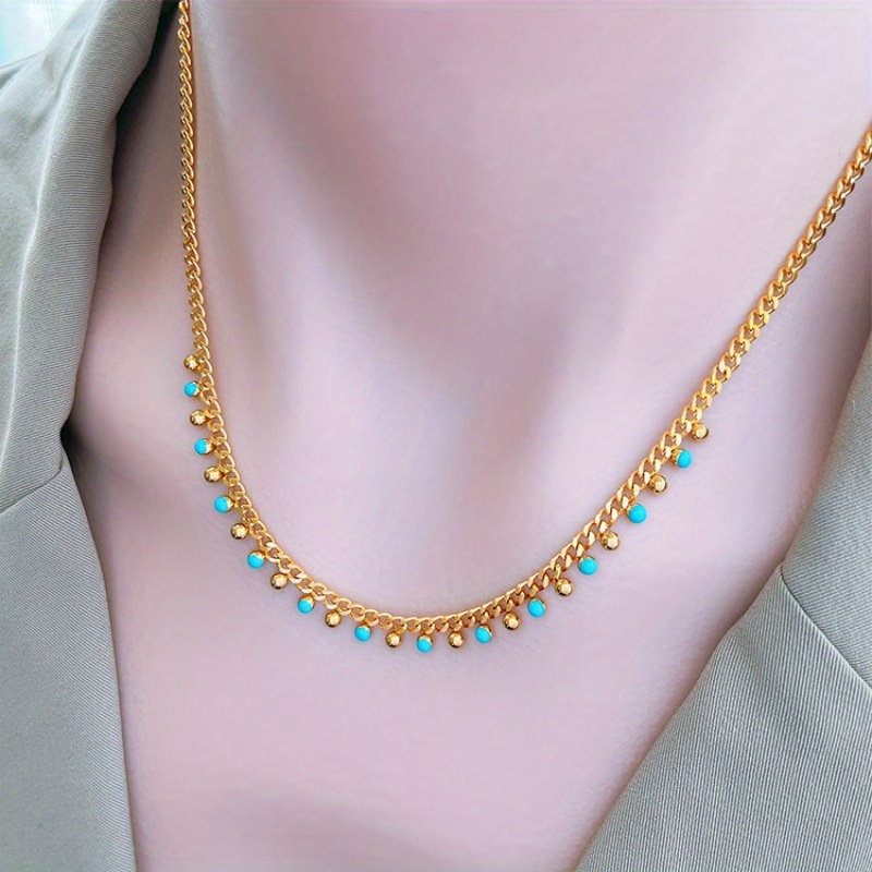 Dopamine Style Bead Chain Bracelet Necklace Set