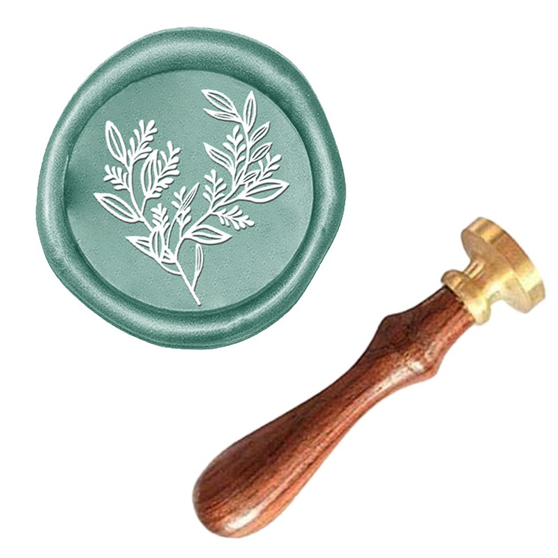 

Eucalyptus Leaves Wax Seal Stamp, Removable Brass Sealing Head With Wooden Handle, Decorative Sealing Stamp For Invitations, Envelopes, Greeting Cards - Donqe Brand