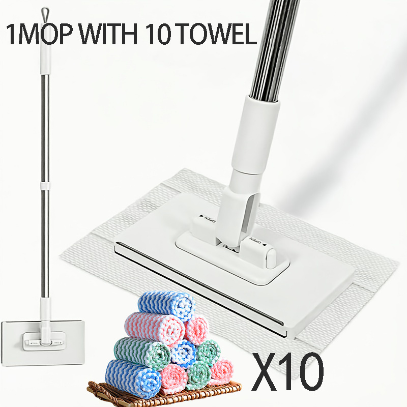 TEMU 11pcs/6pcs Hand Wash Free Automatic Mop System, Upgraded Flat Mop With Cleaning Cloth, Lazy Mop For Wet And Dry Use, Heavy-duty Abs Frame,