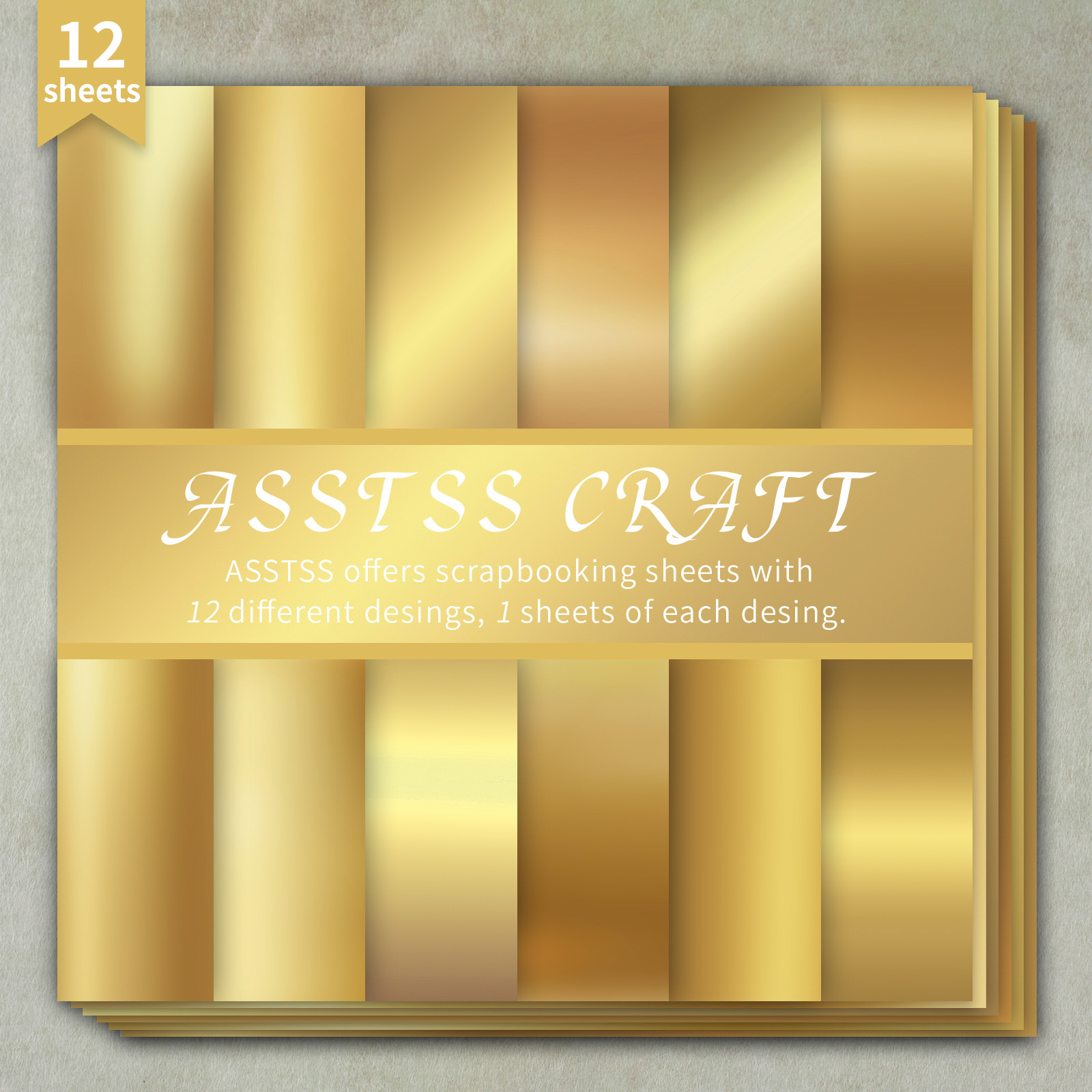 TEMU 12-sheet Asstss 6*6-inch Scrapbooking Paper Pad, Retro Metallic Gradient Luxury Texture Solid Backing Paper Supplies, Heavyweight Cardstock For