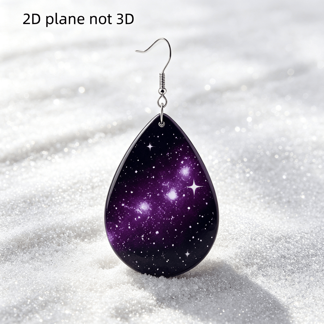 Women's Deep Purple Galaxy Nebula Teardrop Dangle Earrings