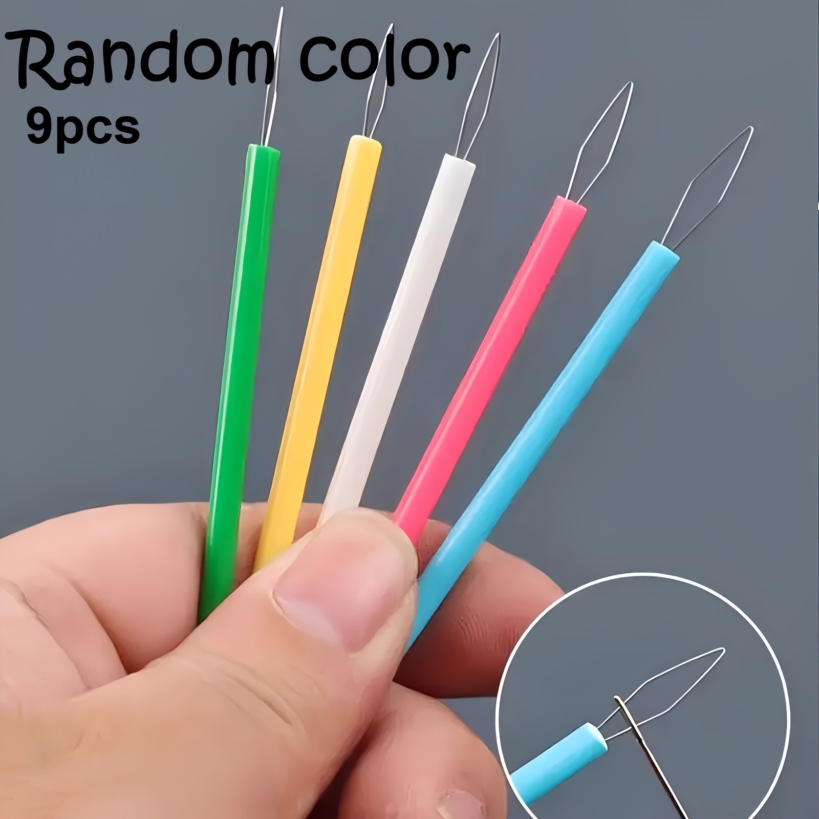 TEMU 9 piezas de enhebrador de plástico de color aleatorio, herramienta de enhebrado cilíndrica, adiciones de costura, enhebrador de conveniente,