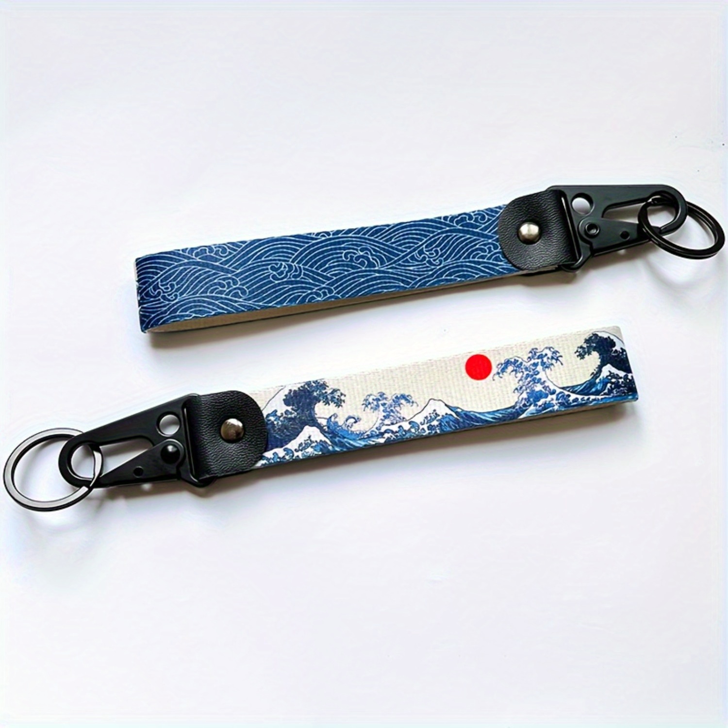 TEMU Japanese-inspired Sporty Wave-pattern Key Ring - Piece With Dynamic , Red Accent - Durable Car Keychain Accessory, Versatile For Vehicle Keys,