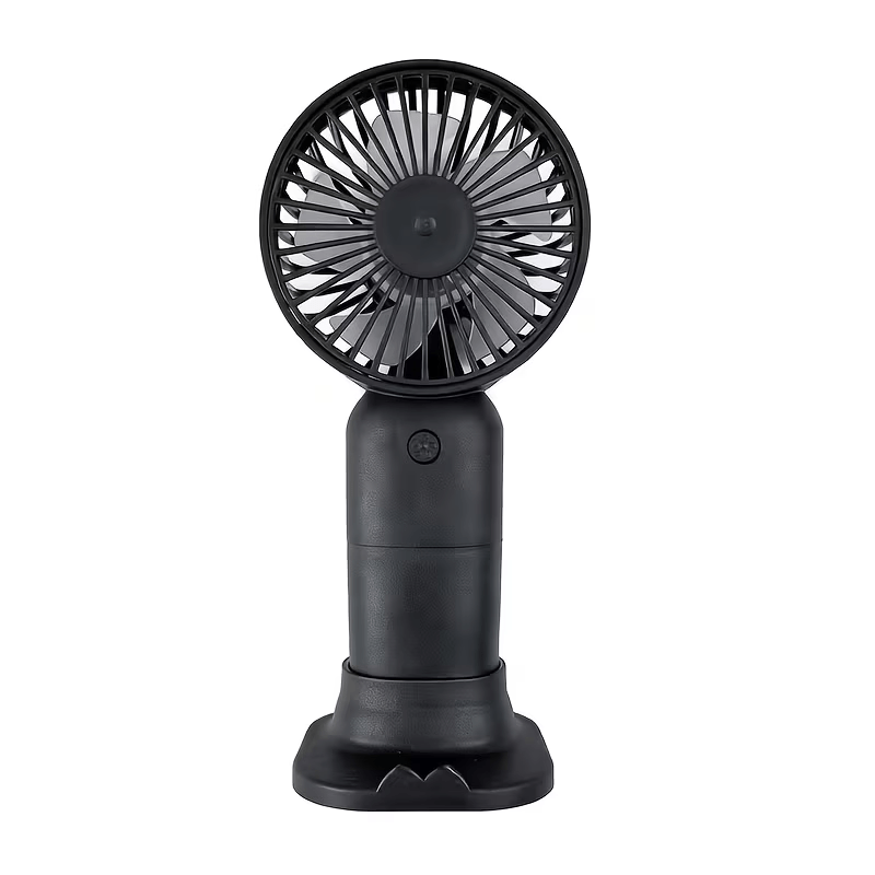 TEMU New Handheld Fan | Portable Rechargeable Usb Fan With Phone Stand Base | 3-level Silent Personal Fan For Travel, Office, Summer - Black