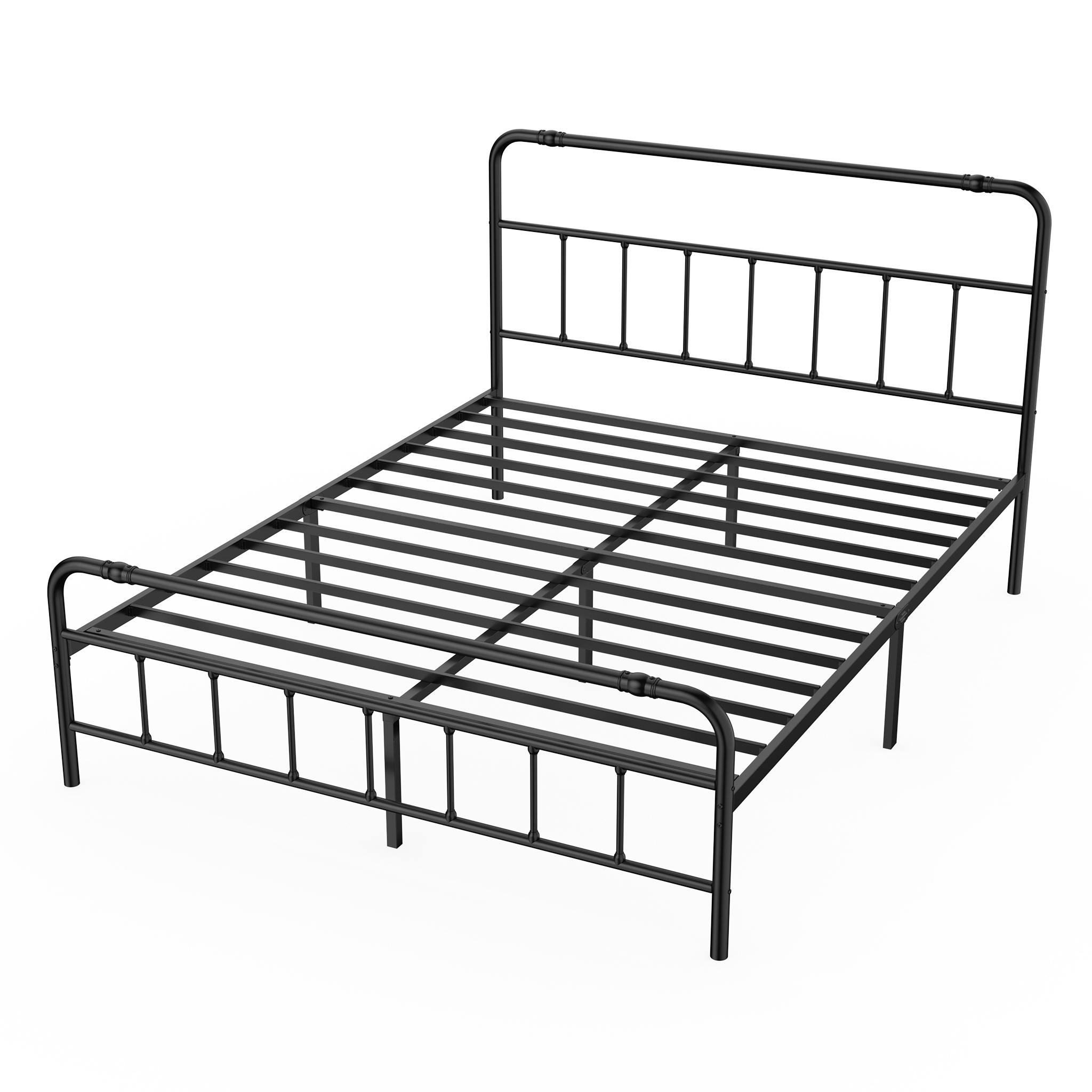 TEMU Bed Frame Metal Bed Frame With Slatted Frame And Headboard Platform Bed Frame Guest Bed Bed Vintage For Teenagers Adults Black