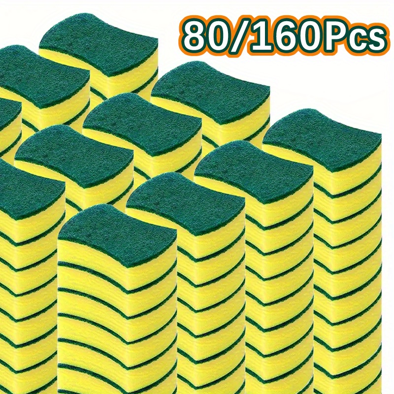 80 160 pack multi purpose quick dry dish sponges kitchen cleaning tools odor resistant   polyurethane scrubbers for kitchen wall furniture cleaning   cleaning supplies details 0