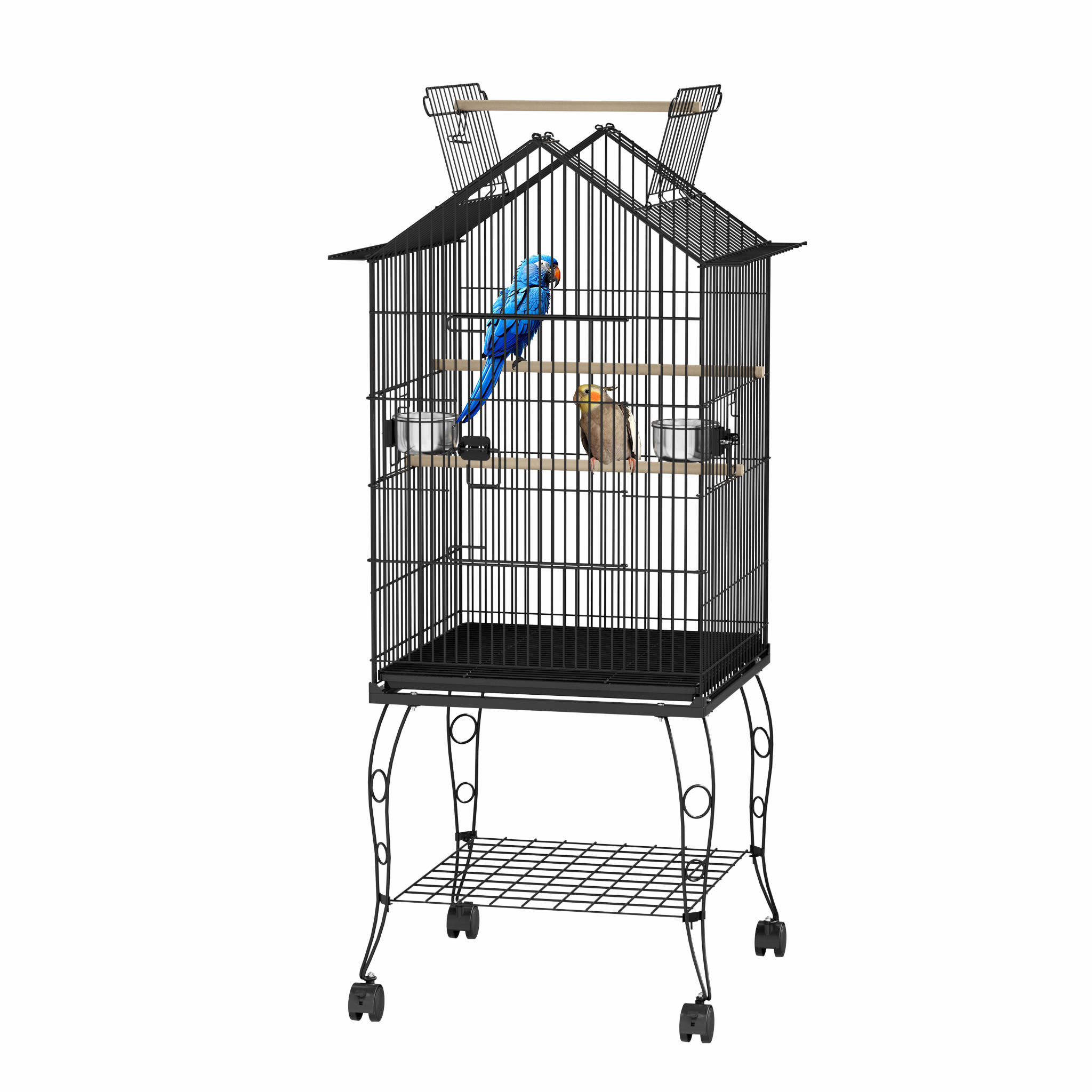 TEMU Bird Aviary Bird Cage Large Budgie Cage Metal Bird House With Wooden Perches And Feeding Bowls Aviary Cage Animal Cage For Parrots Pigeons