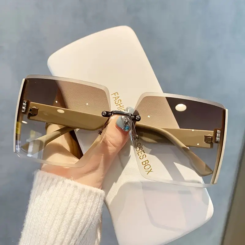 TEMU 1pc Retro Square Glasses, Popular Large Frame Glasses, Polarized Glasses For Women