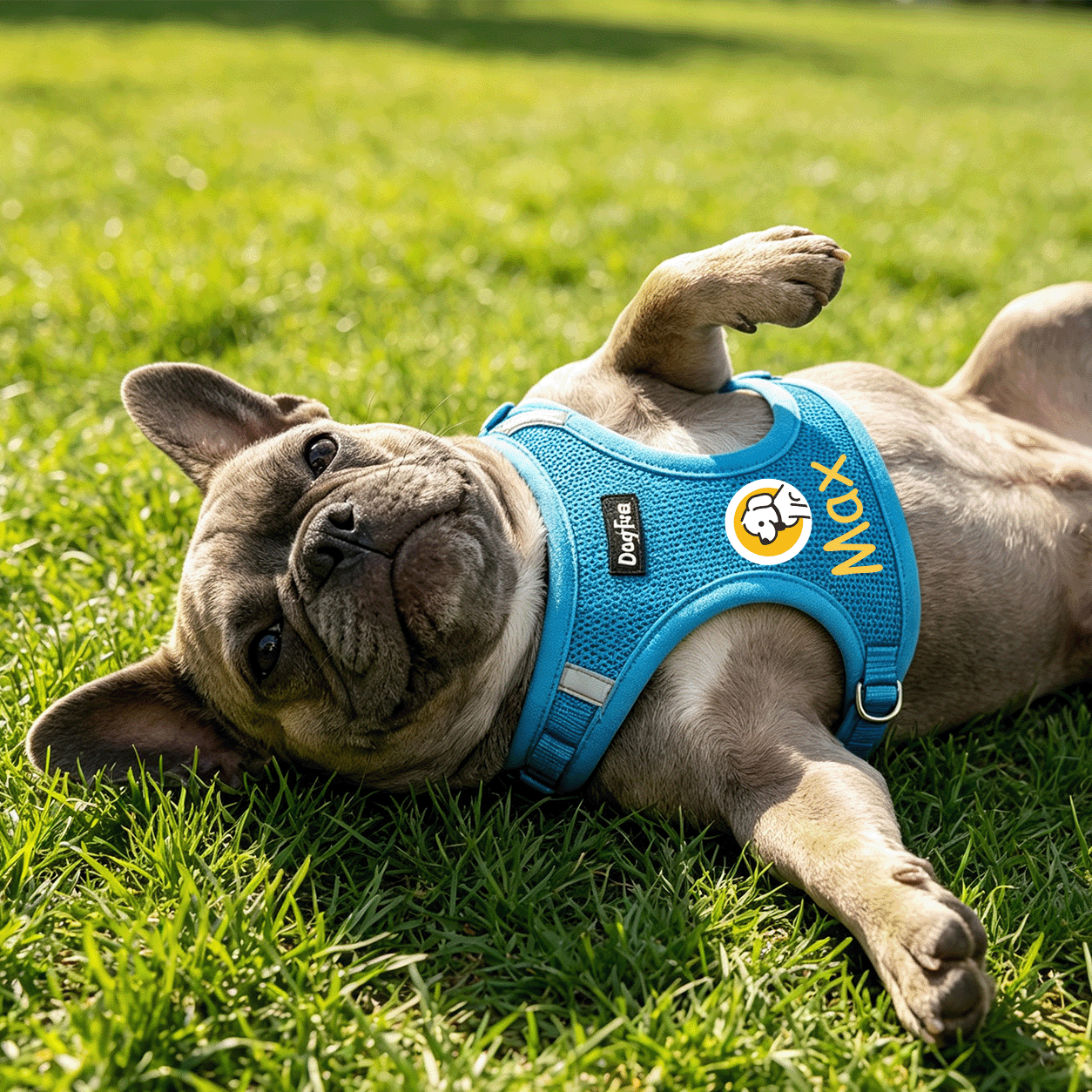 Customizable Name Chest Harness Set for Dogs with Cartoon Pattern