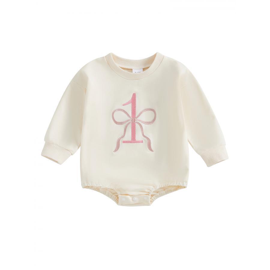 

1pc Bow Embroidery - Long Sleeve For Fall/ - - Regular Fit, For