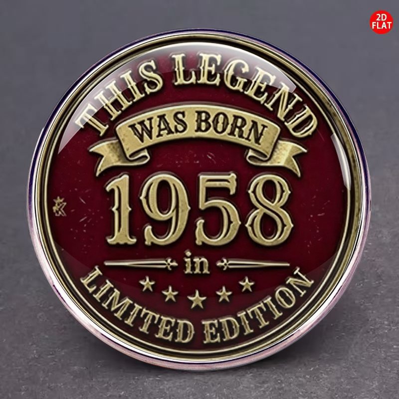 TEMU 2d Flat, 1958 Edition Brooch Pin - Vintage Round Badge Suitable For Daily Wear & Special Occasions, Unisex Collectible Commemorative Accessory