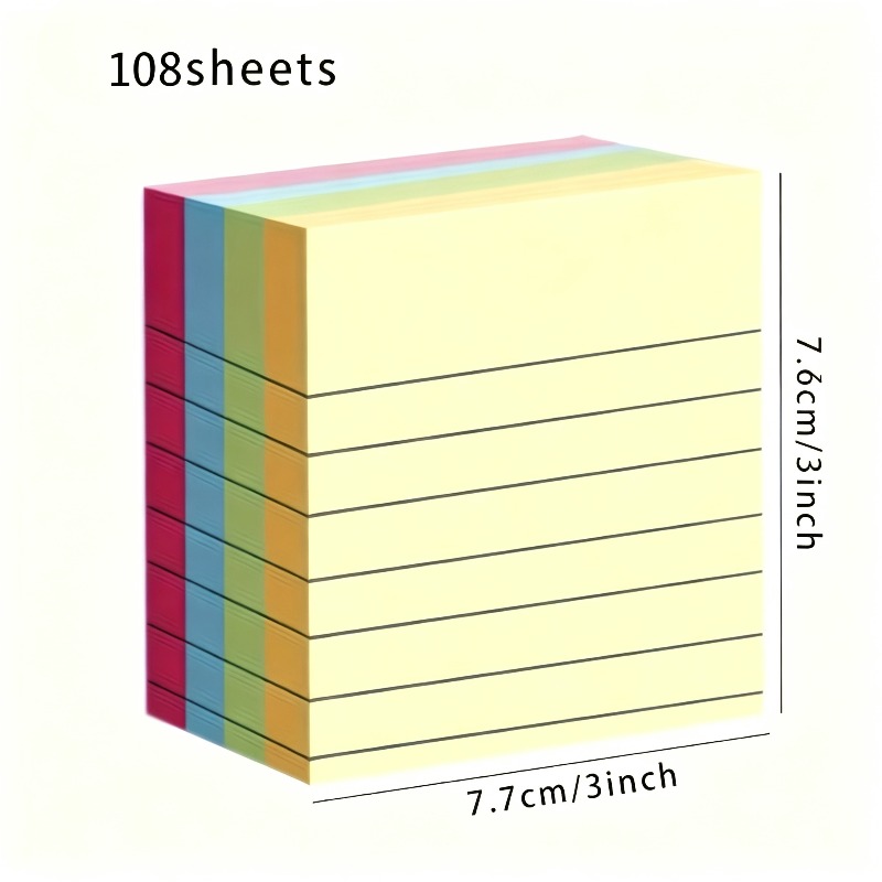 TEMU 108 Sheets Of Thick Colored Sticky Notes - Convenient And Creative Memo Pad, Available In 4 Colors - Tear-off Notepad, Suitable For Office And