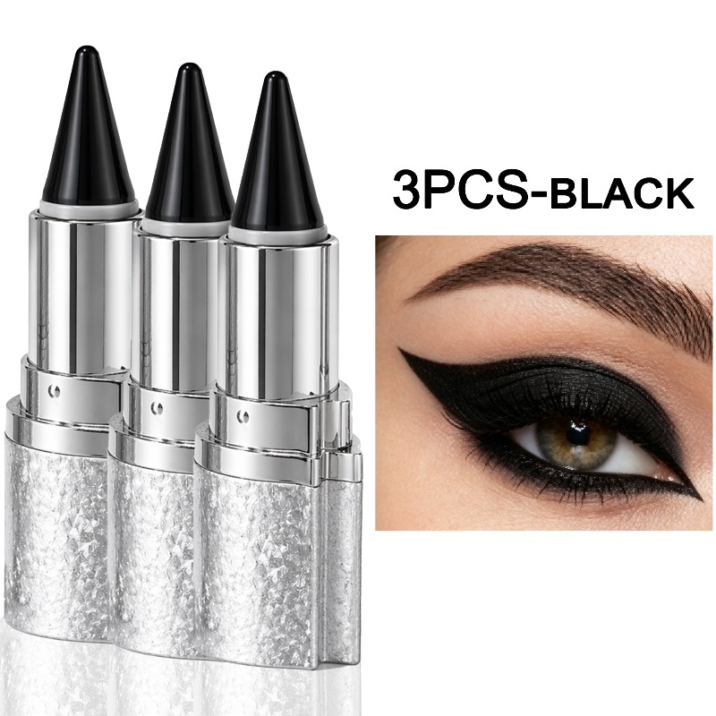 Image of Three-piece Matte Eyeliner Pencil Set (with Of Black And Brown): Single-head Quick-drying Formula, Pigmented, Long-lasting Wear; Perfect Gift For The Holidays