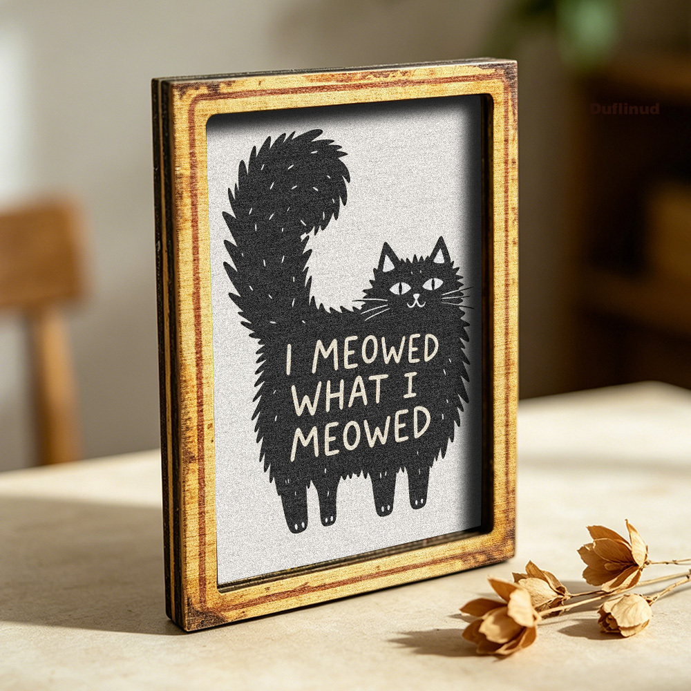 TEMU Adorable Black Cat Wooden Refrigerator Magnet, Creative And Design, Mini Decorative Plaque, Hand-painted Style Cat Pattern, Suitable For Kitchen