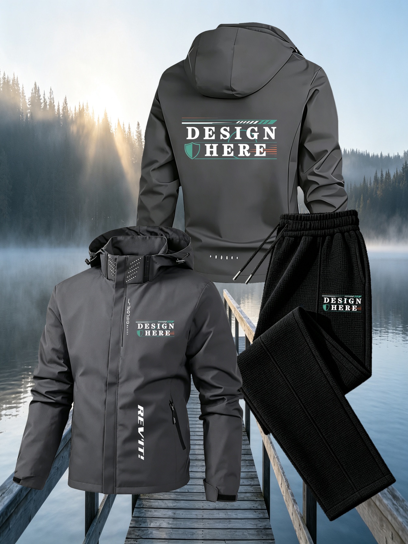 Men's Custom Autumn Winter Hooded Jacket and Pants Set