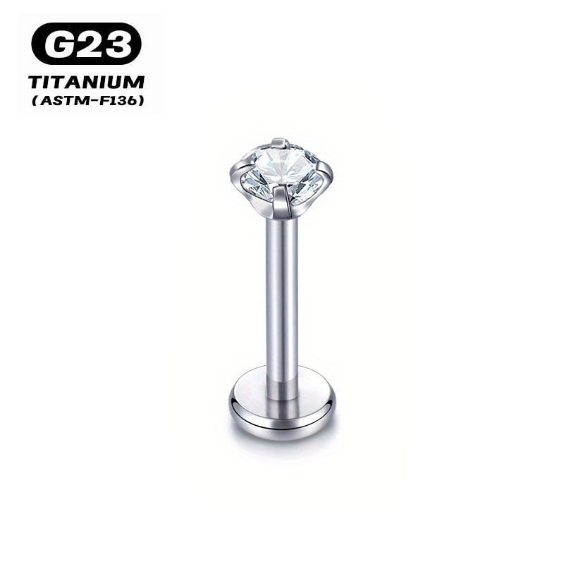 TEMU 1pc Labret in di titanio da 16G, piercing labiale stile facile, filettatura per Tragus, Cartilagine, Helix, Conchiglia, Rook, Orecchino a perno