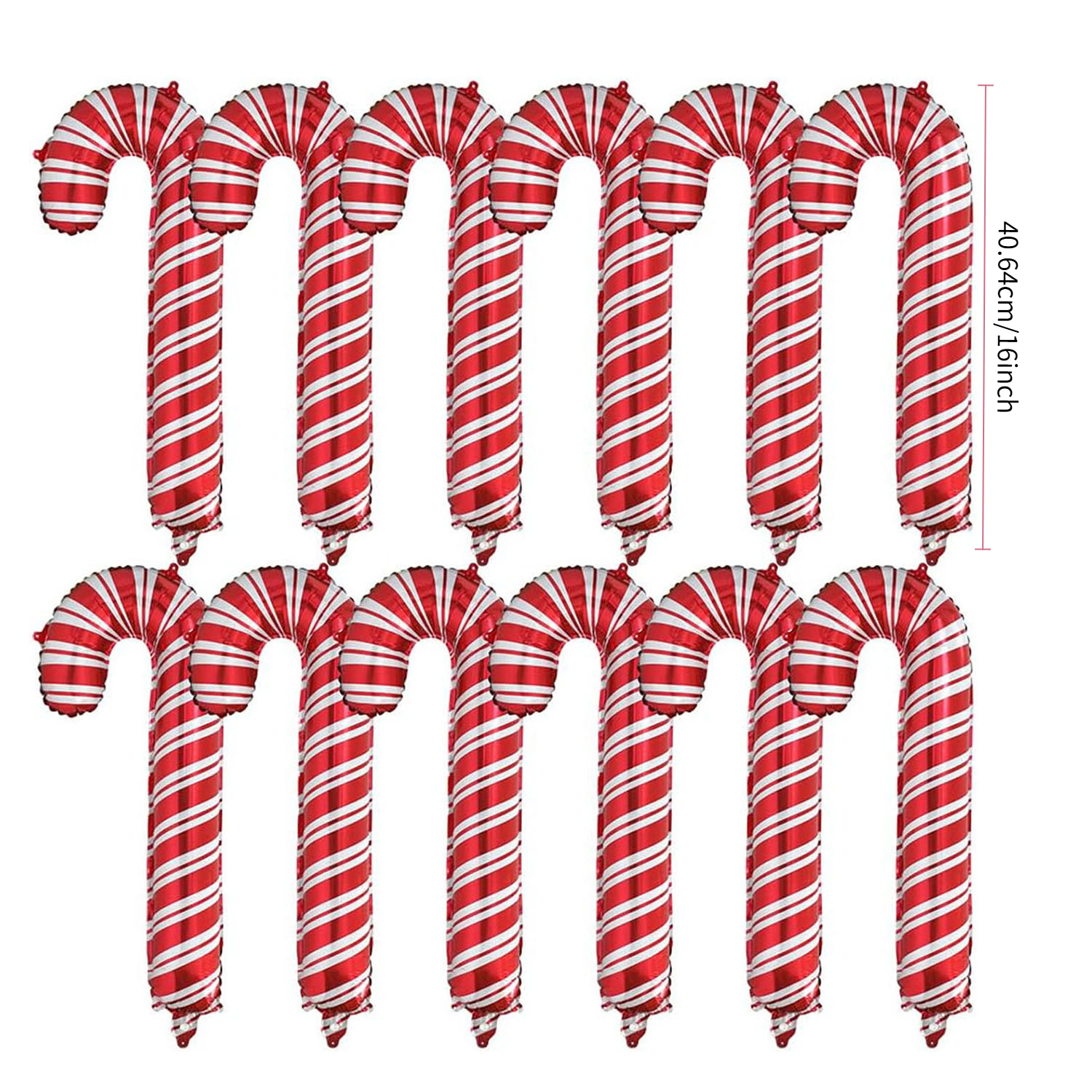 TEMU Set de 20 globos de papel de aluminio con diseño de bastón de a rayas y blancas de 40.64 cm, para decoración de fiestas de Navidad, ,