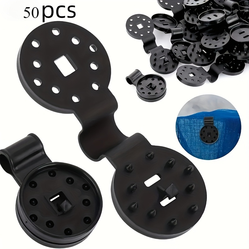 Image of 50pcs Of Black Shade Cloth Clips - Sturdy Round Plastic Fasteners For Sun Shades, Patio Mesh Tarps, And Garden Covers.